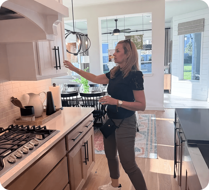 Woman exploring modern kitchen design