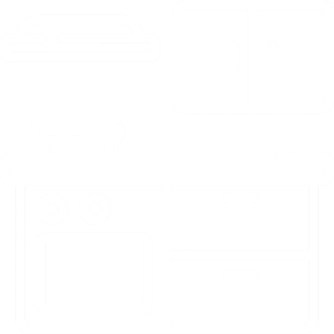 Kitchen countertop with stove and cabinets